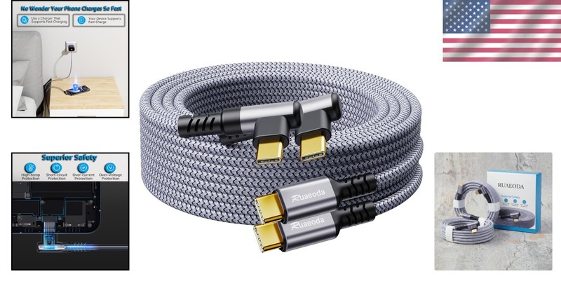 60W Fast Charging 6ft USB C Cable 2-Pack - Right Angle for Ultimate Convenience gallery