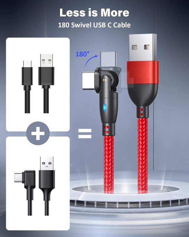 USB C Cable 6Ft(3Pack-6.6Ft/6.6Ft/6.6Ft), 180° Rotation USB to USB C Cable/3A US gallery