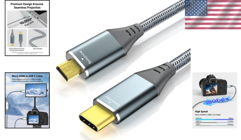 4K Micro HDMI to USB-C Cable 3FT - 4K 60Hz & 18Gbps Free USA Shipping gallery