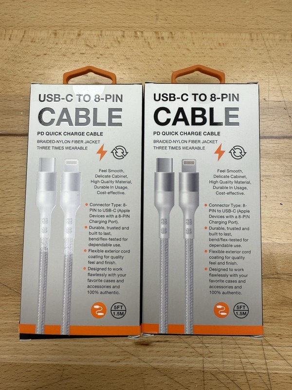 Fast Charge 2-Pack USB-C to 8-Pin Cable for iPhone 14, 13 Mini, 12, 11 Pro gallery