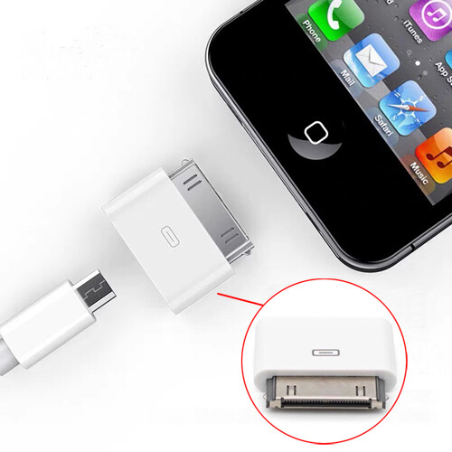2X Micro USB Female to Dock 30pin Male Charger Adapter For iPad iPod iPhone 3 4S