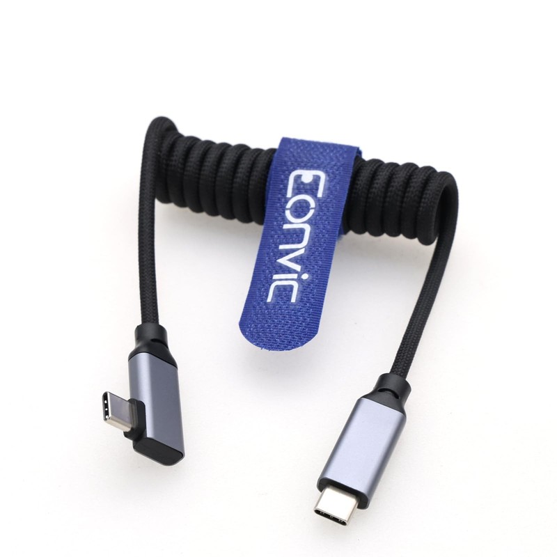 USB 3.2 GEN 2 20Gb/s 100W 4K 60Hz Charging Data Braided Coiled Cable for iPho...
