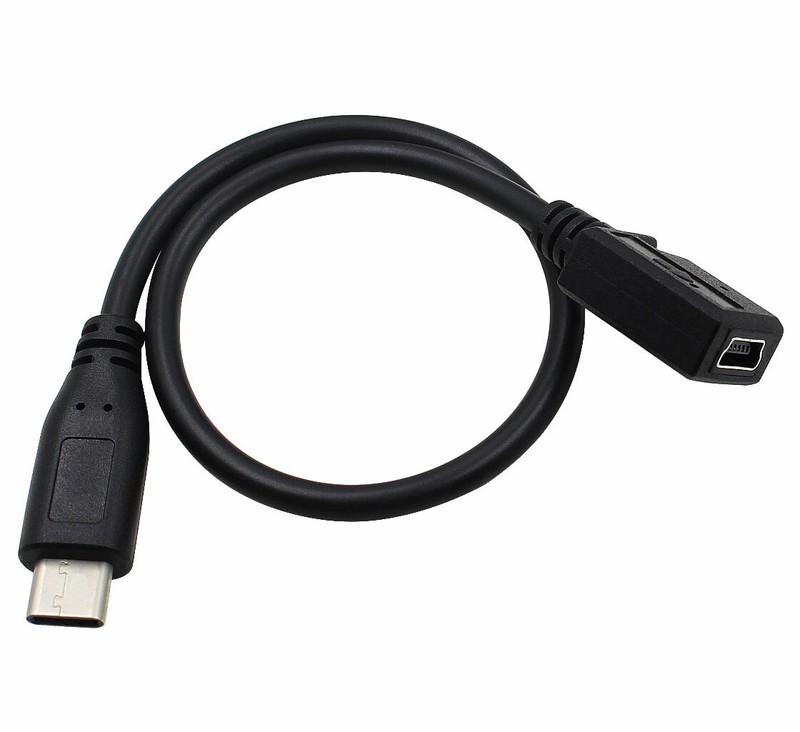 Type-C Male to Mini USB Type-B Female Port Adapter Cable Data Power Cord gallery