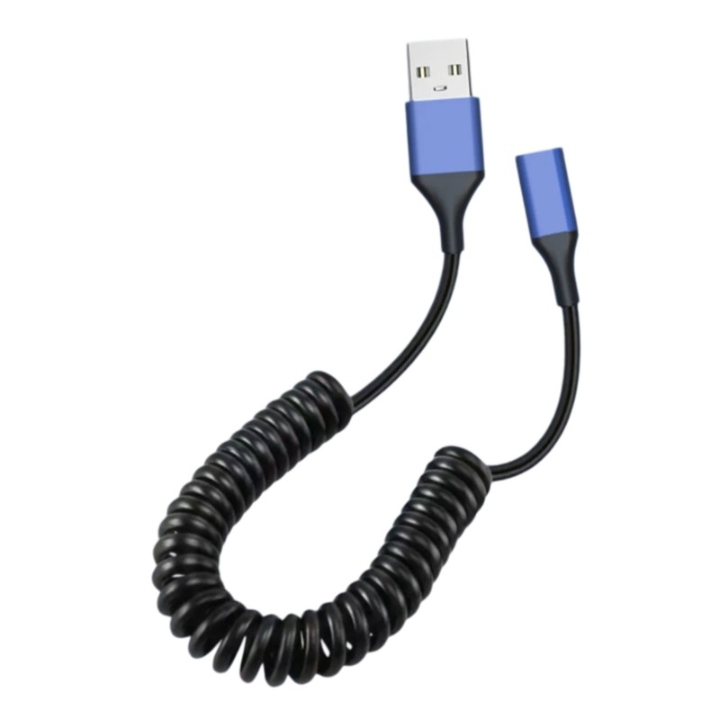 Coiled USB A Male To Type C Female Adapter Cable For Data Transfer And Charging gallery