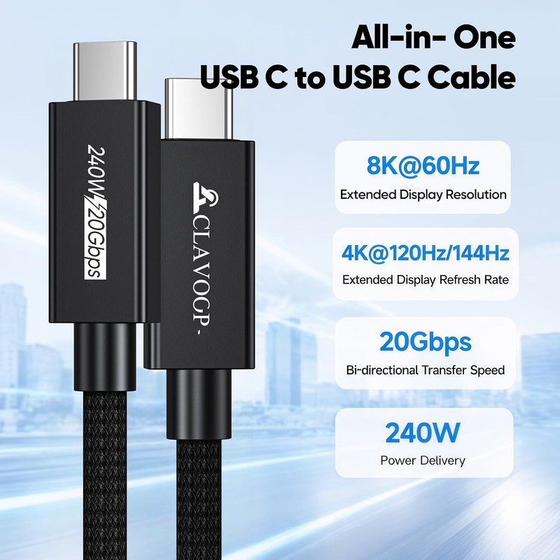 6Ft 20Gbps USB C Monitor Cable 8K@60Hz 4K@144Hz 6Ft Video Display Cable gallery