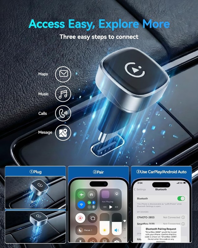 2026 Mini Wireless CarPlay Android Auto Adapter USB Dongle Plug & Play Stable gallery