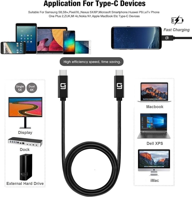 Compact 1.6ft USB-C Cable, 40Gbps SuperSpeed with Fast Charging Capabilities gallery