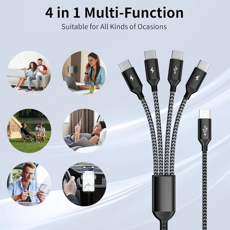 USB C Splitter Multi Charging Cable, Dual Type C Charger Cord,4 in 1 Multiple Ny gallery