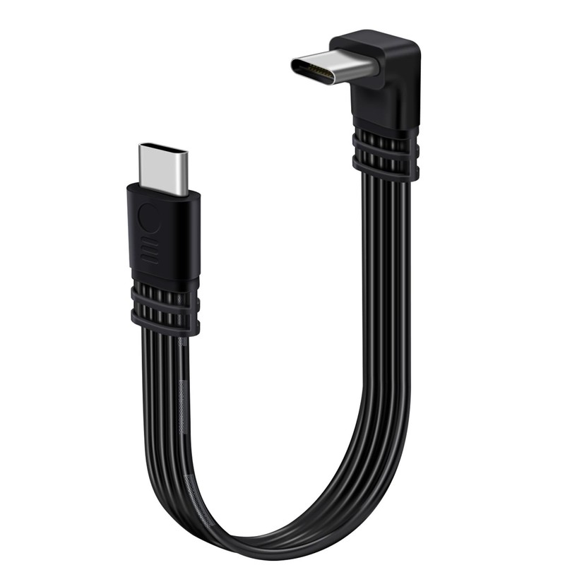 1 PC Flat 90 Degree USB C Charger Cable Up Down Bend 100W 480Mbps Data 30cm
