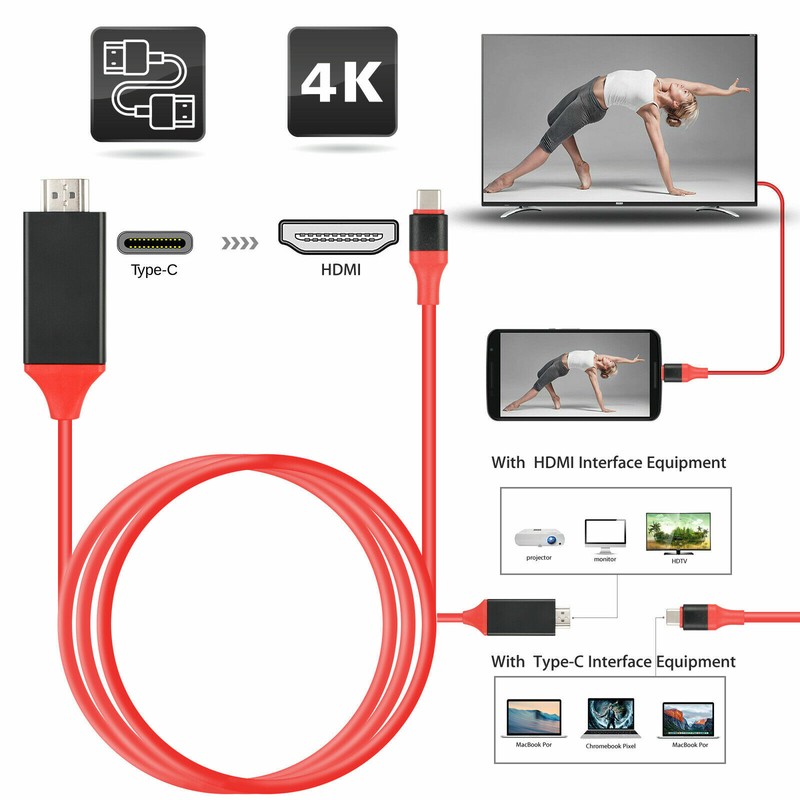 USB-C Type C to HDMI HDTV TV Cable Adapter For Samsung Galaxy S10 Note 9 MacBook