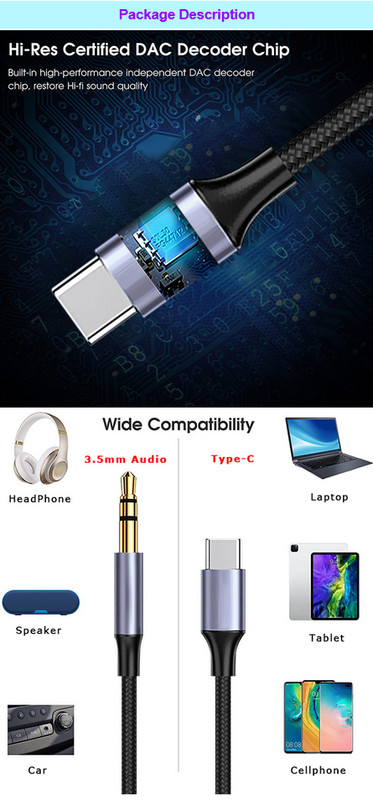 Type-C to 3.5mm Audio Aux Jack Cable (3ft) f Samsung Galaxy S23 Ultra S918U NEW gallery