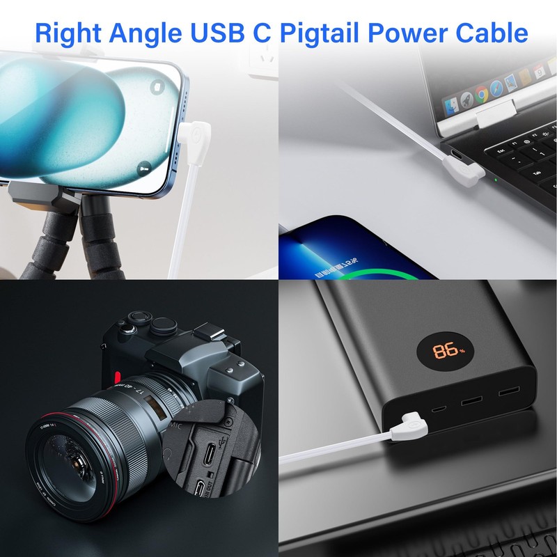 2 PCS 90 Degree USB C Power Pigtail Cable 20AWG 5V Male To 2 Pin Bare Wire 1M gallery
