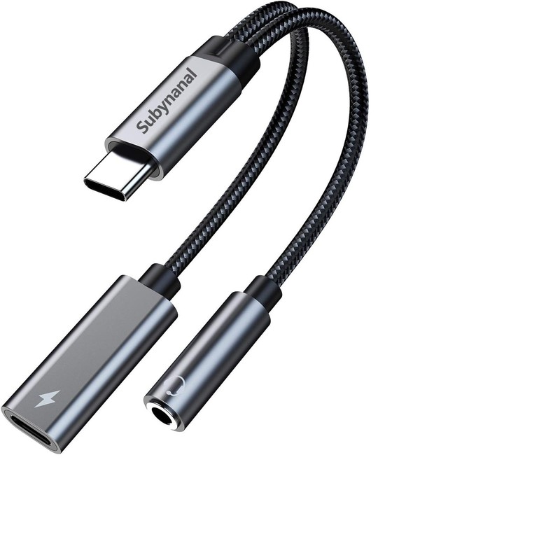 USB C to 3.5mm Headphone Charger Adapter 2 in 1 Fast Charging Aux Cable for