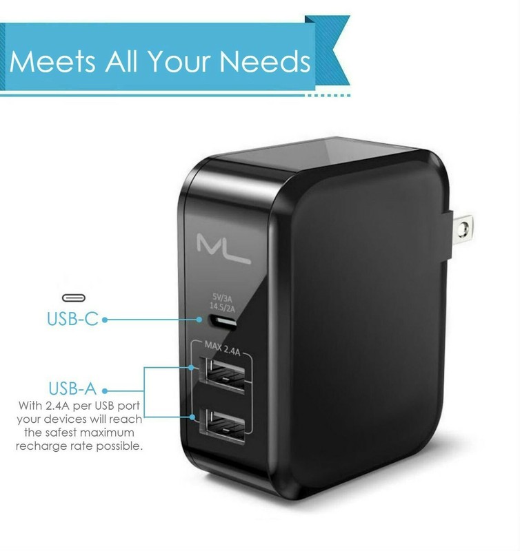 USB Type-C (3A) 41W Dual Port Type-A USB Quick Charging Wall Charger Travel A... gallery