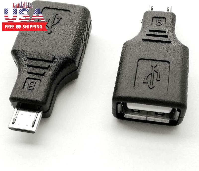 USB 2.0 Micro USB Male to USB Female OTG Adapter (2 Pack)