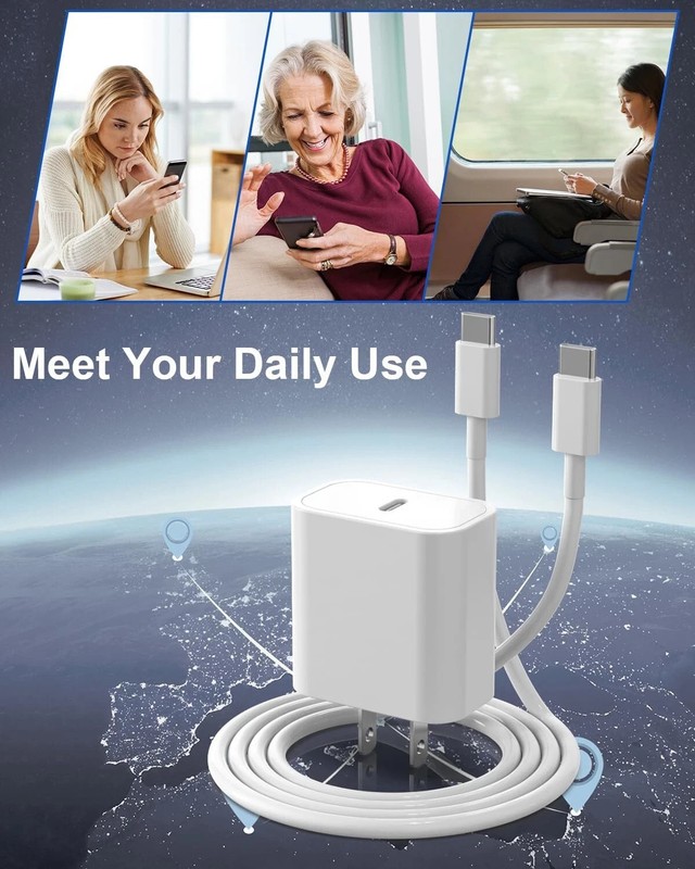 1 Set Fast Charging-20W USB C Power Brick Adapter 6Ft Type-C to C Cable gallery