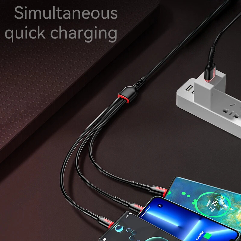 66W 6A 3 in 1 Fast Charge Type C Cable Micro USB Cable For Motorola Moto G Play gallery