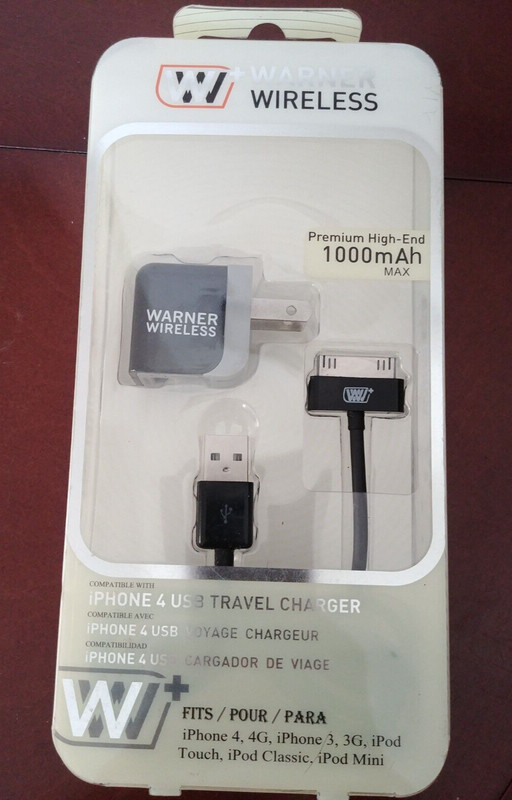 Warner Wireless USB Travel Charger iPhone iPod iPad 4 4G 3 3G Touch Classic Mini