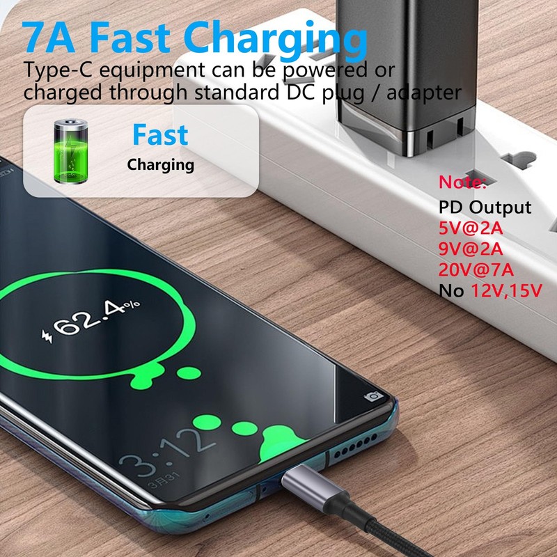 PD 140W DC5525 to USB C Cable DC 5.5mm x 2.5mm Female Input to Type C Male Po gallery