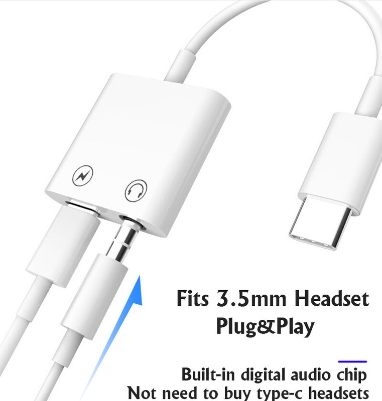 Audio Headphone 3.5MM/Type-C USB Charging Cable Adapter HUB for Android Phone US gallery