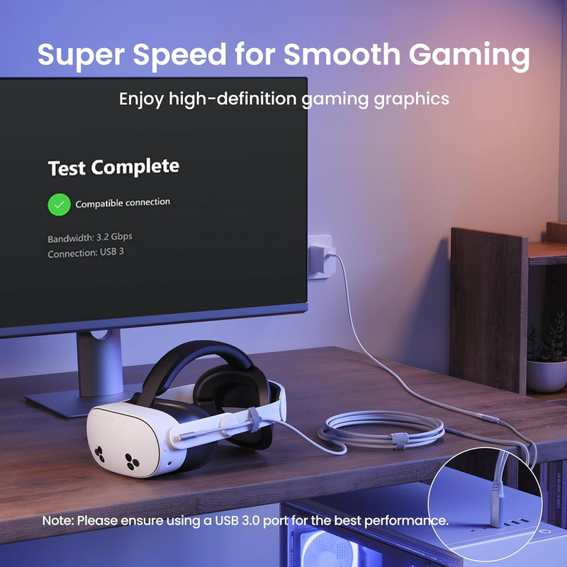 Link Cable with Charging 16FT Compatible with Meta Quest 3S/3/2/Pro/Pico 4 Acces gallery