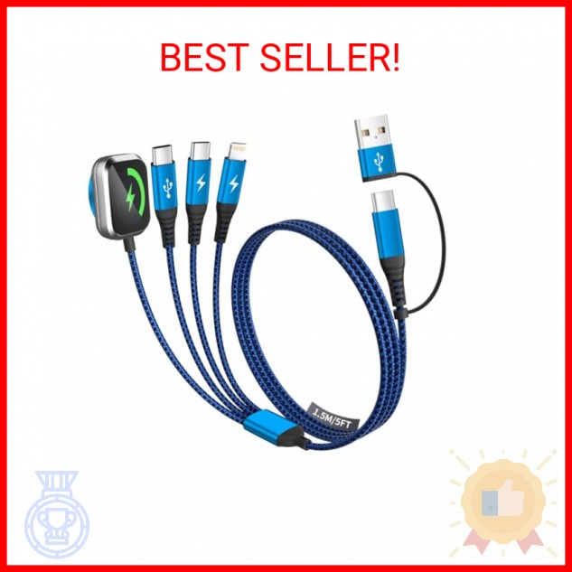 Multi Charging Cable for iPhone Watch Charger, 4 in 2 USB A/C Phone Charger Cord gallery