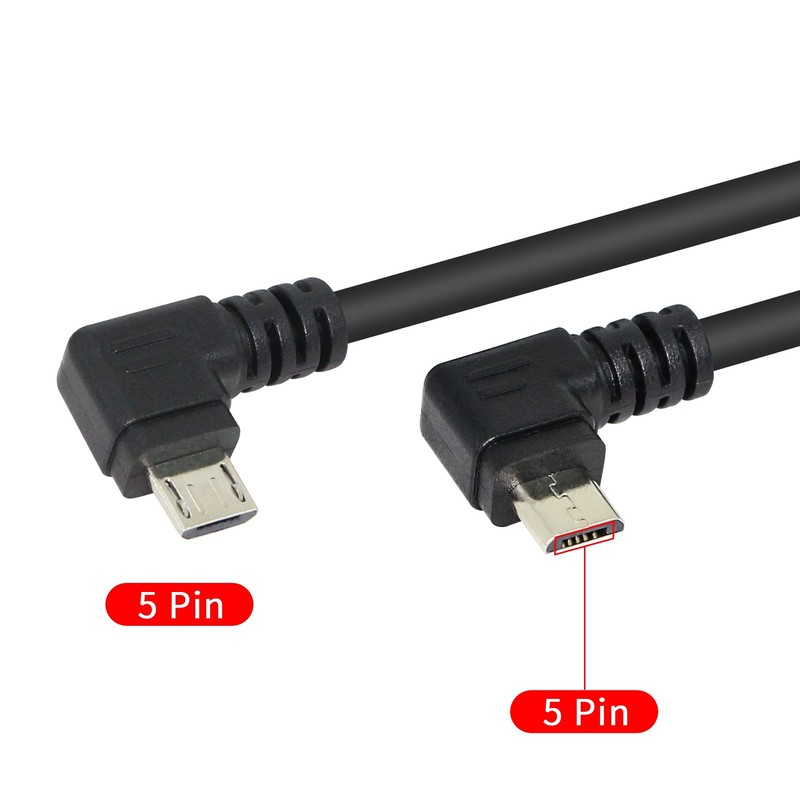 1 Pair 90 Degree Micro USB Extension Cable Male To Female Data Sync 10 Inch gallery