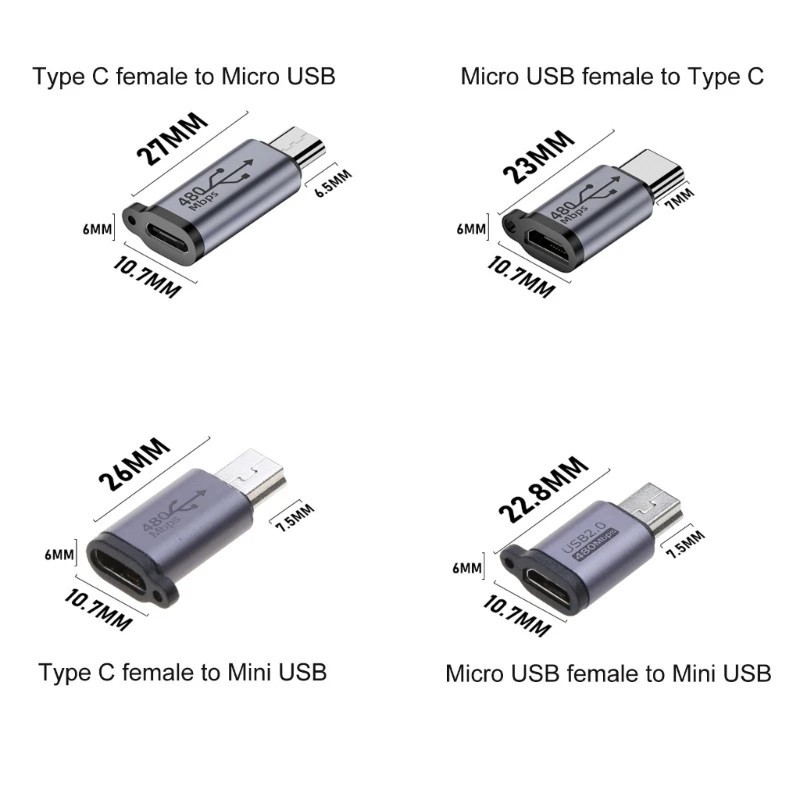Mini USB MicroUSB Adapter Micro USB to TypeC Mini USB Converter Connector gallery