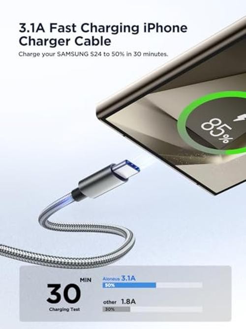 USB C Cable 10 FT 2Pack USB A to USB C 3A Fast Charging 10FT Long Type C Gray gallery