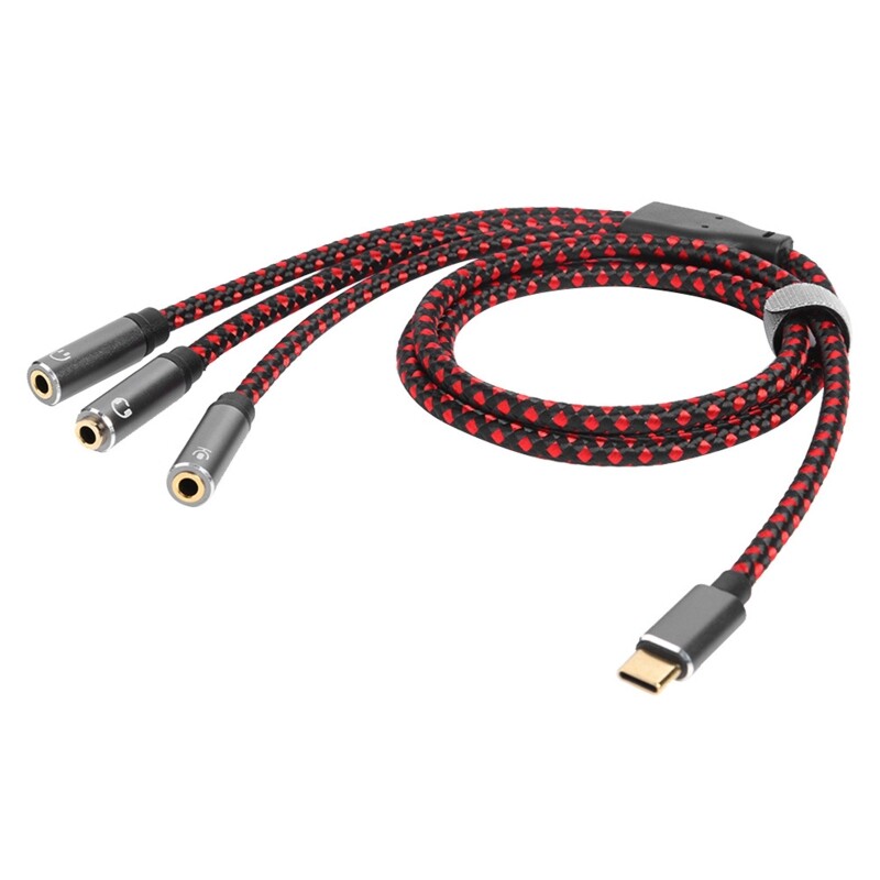USB C to 3x 3.5mm Headphone Splitter Adapter Cable USB C to Aux Cord
