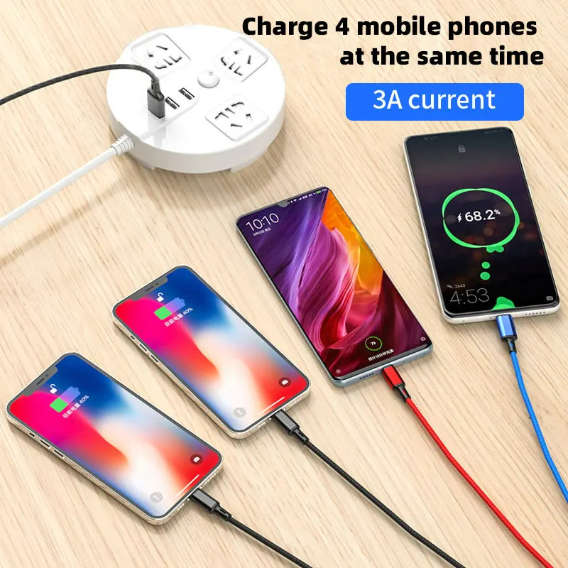 4 In 1/ 3 In 1 Micro USB Type C Fast Charging Cable 3A Quick Charge Phone Cord gallery