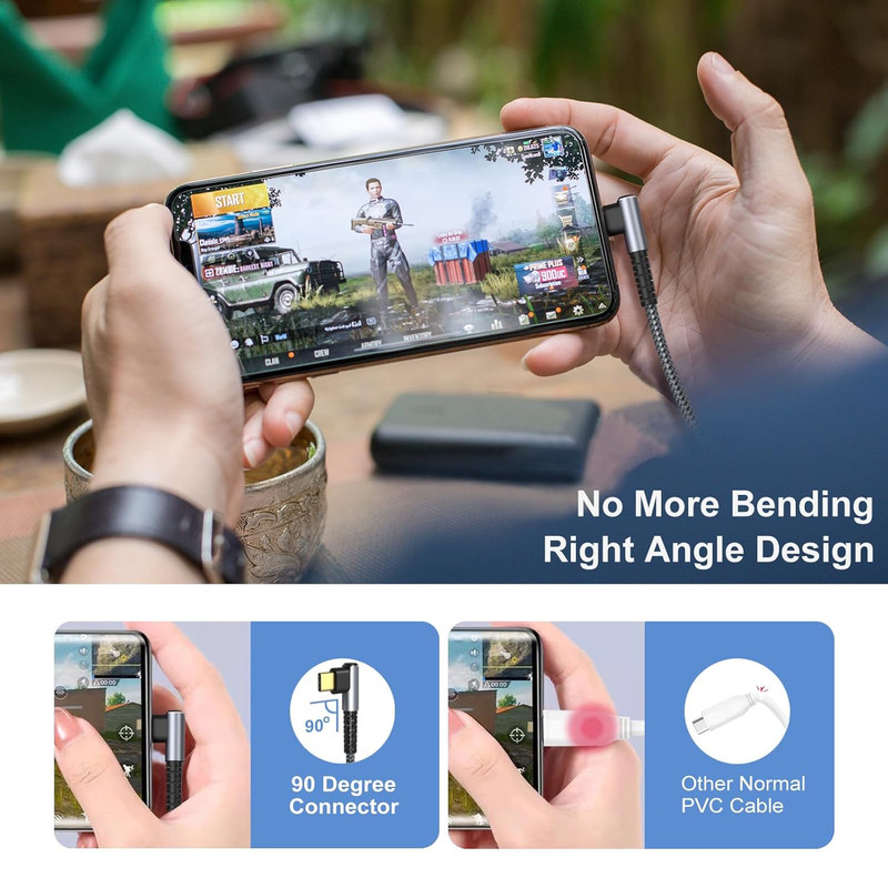 USB C to USB C Cable 10Ft, 2Pack USB C to C 90 Degree Right Angle Long USBC Cabl gallery