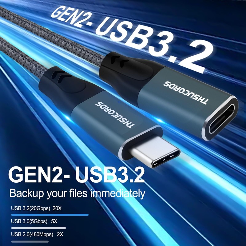 USB C Extension Cable 1FT USB Type C 3.1 10Gbps 100W Male to Female Cable for... gallery