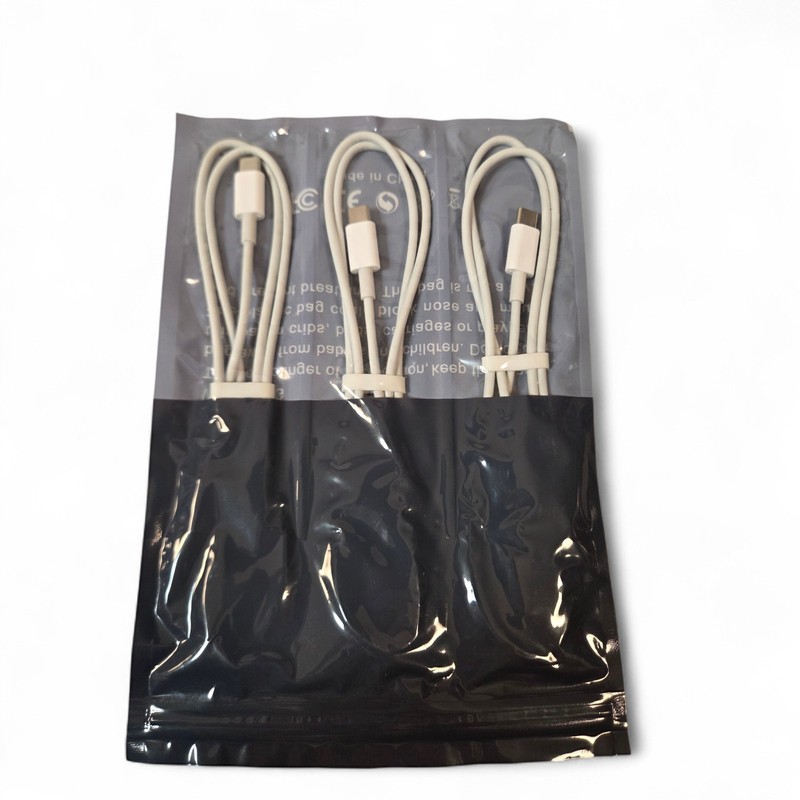 3 Pack USB-C Charging Cable for iPhone 15 iPad MacBook Samsung Android White
