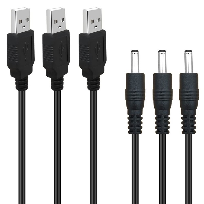 3Pack 6FT 5V DC Power Cord USB to DC 3.5mm x 1.35mm Barrel Jack Adapter Conne...