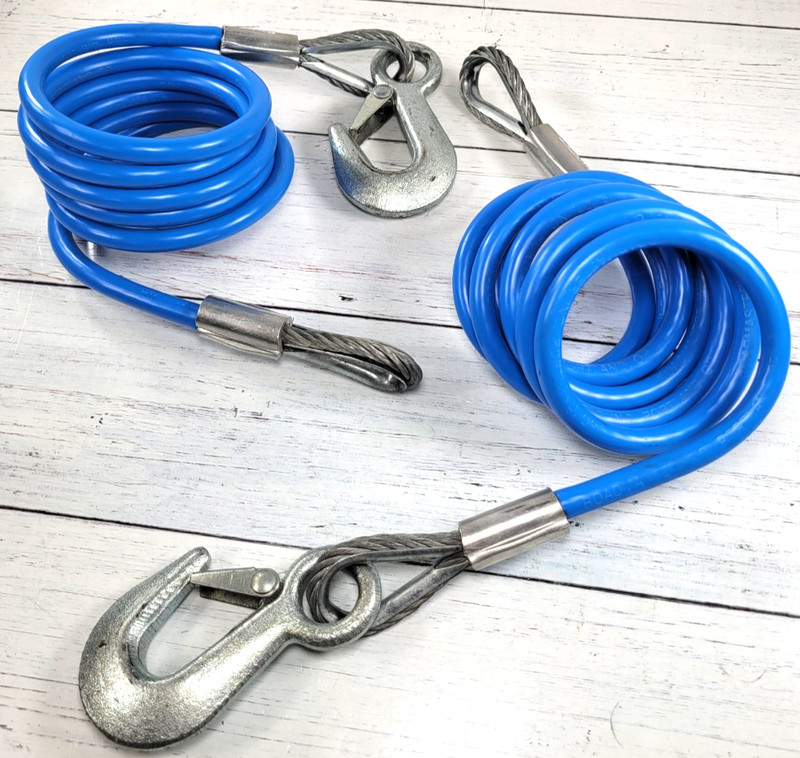 Coiled Heavy Duty Cable Lanyard Vinyl Coated 7,000 LB Looped Cables 6 FT - 2 PK