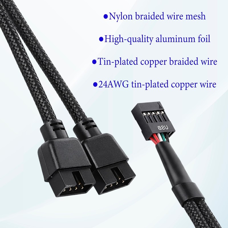 2 Pack USB Header Splitter, Motherboard USB 2.0 to Dual 9 Pin Extension for I... gallery