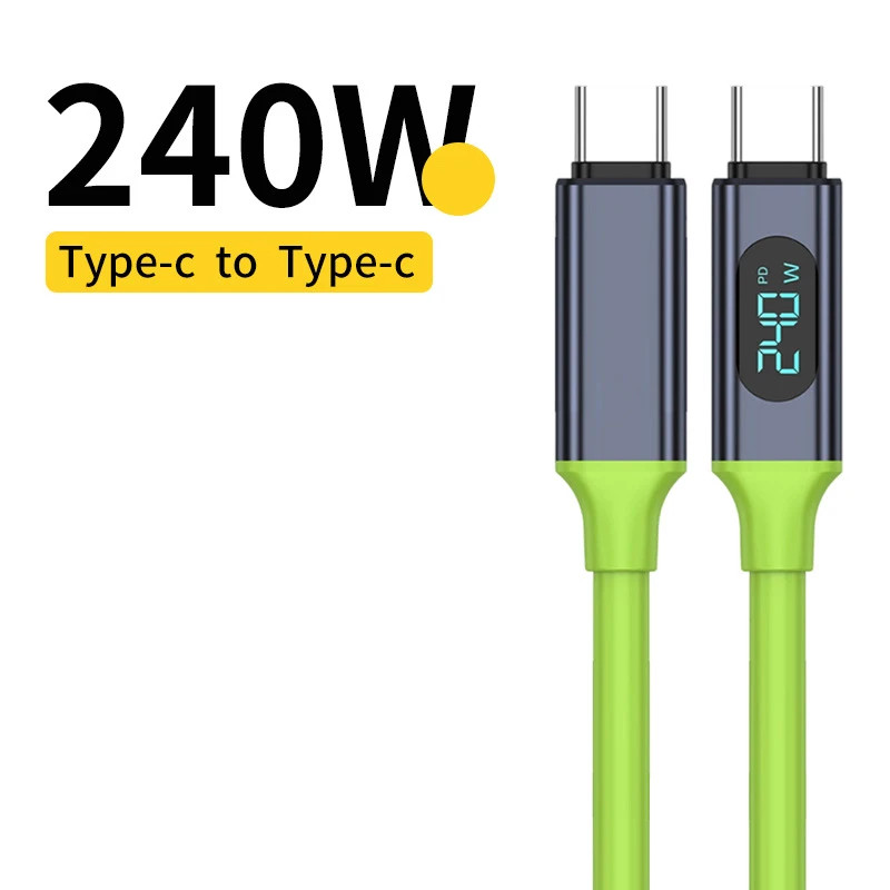 100W 240W USB C to USB C Fast Charging Cable LED Display Silicone Data Cord gallery