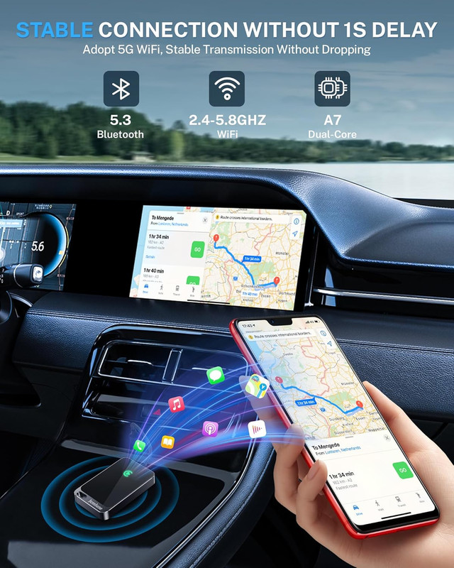 Adaptador inalámbrico CarPlay para iPhone, edición mini que convierte CarPlay.. gallery