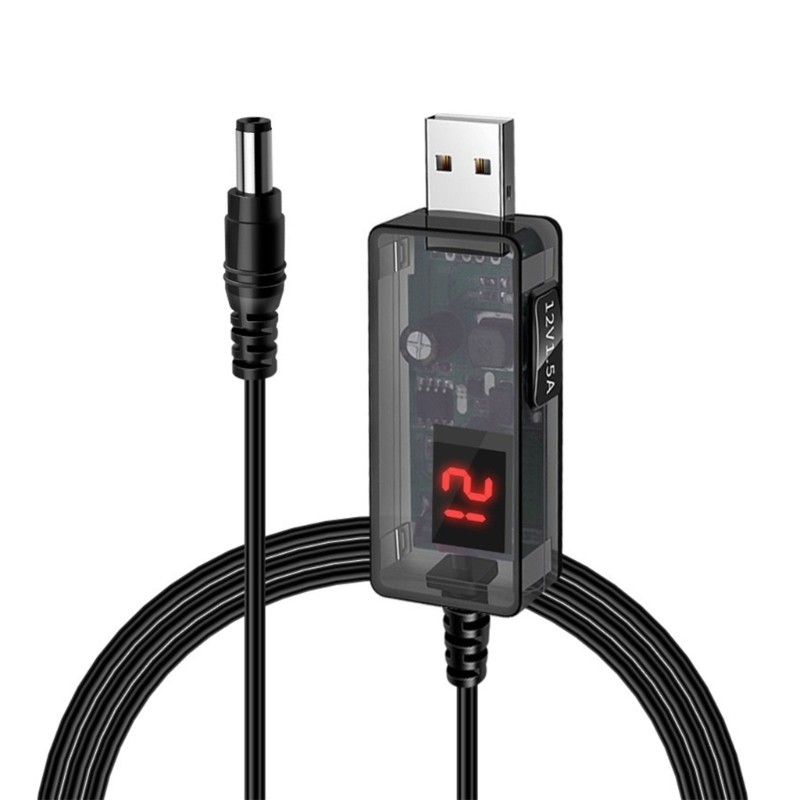 Portable 5V to 12V Converter Cable USB to DC5.5mm Cord for Travel Electronics