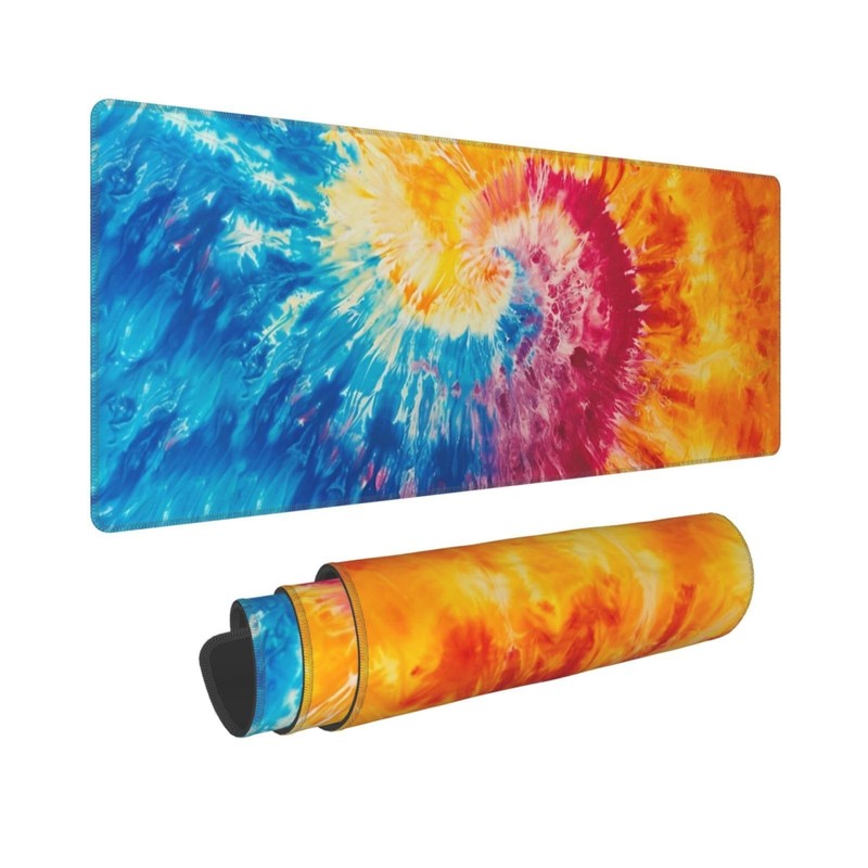 Tie Dye Colorful Gaming Mouse Pad, Large Non-Slip Rubber Base Mousepad XL 31….