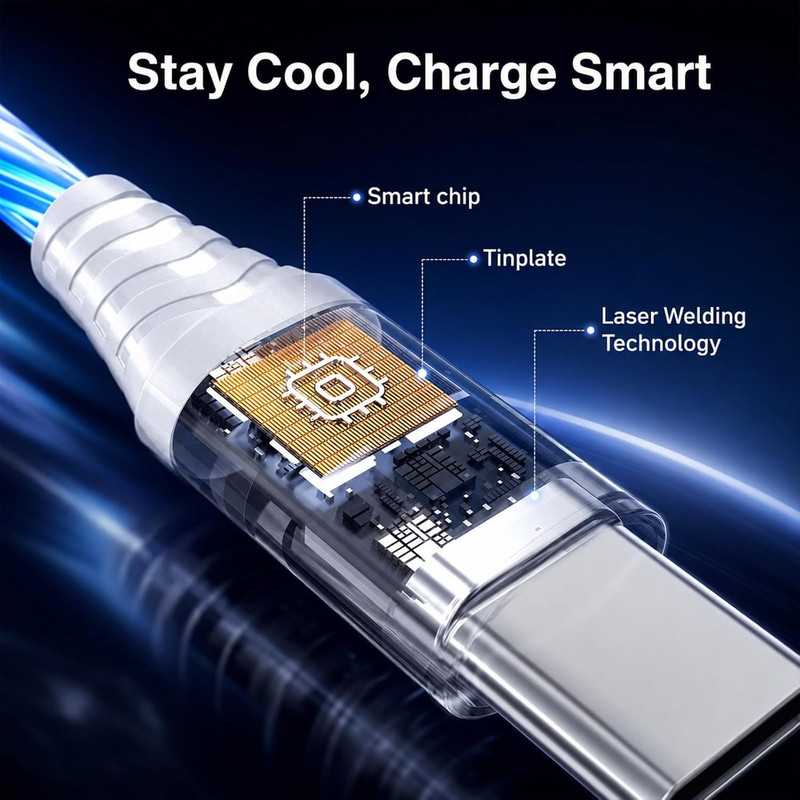 USB C Flowing LED Charging Cable, Light up Charger Cord for Iphone 17/16/15, Sam gallery