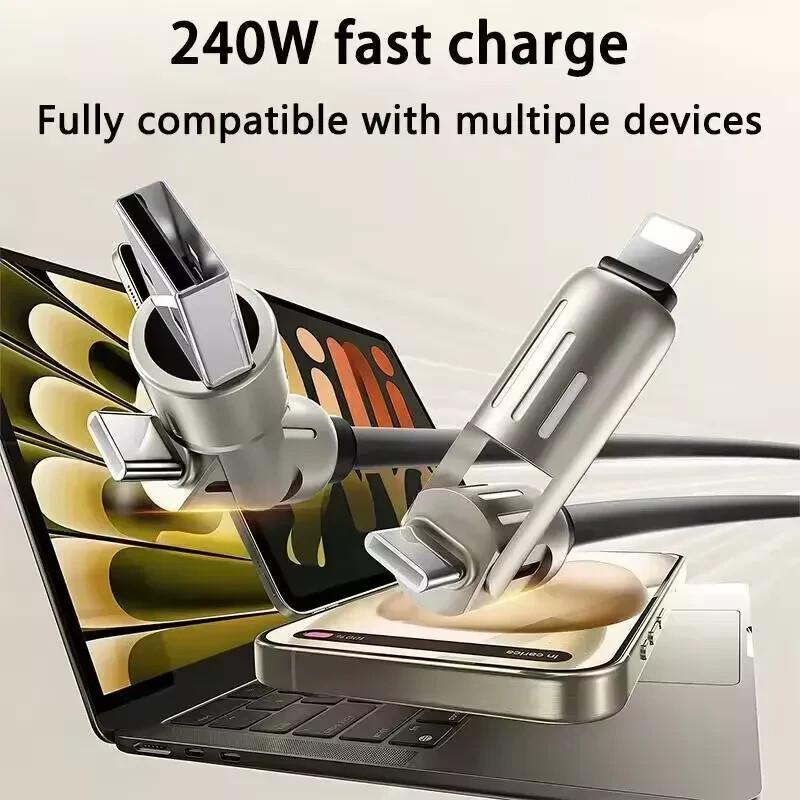 4 in 1 Multi-USB Charging Cable - MAX 240W Fast Charging/With USB A+ Type-C 5ft gallery