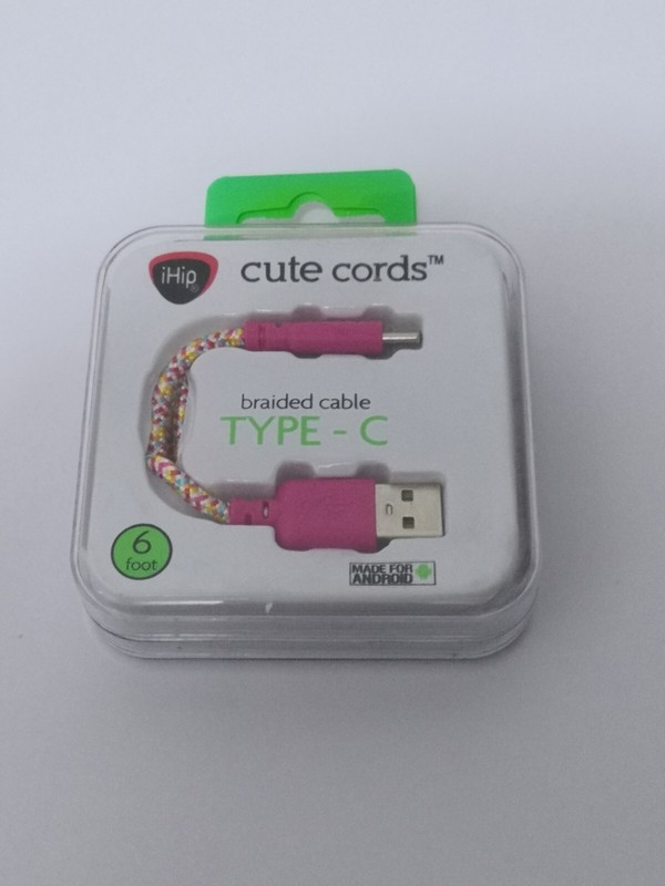 iHip Cute Cords Braided Cable Type – C Android USB Charging Cord PINK 6 ft NEW