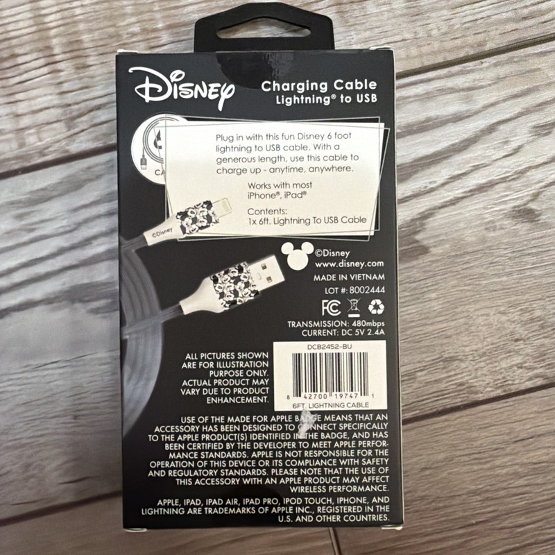 Disney Minnie Mouse 6' USB To Lighting Charging Cable Made For iPhone iPad gallery