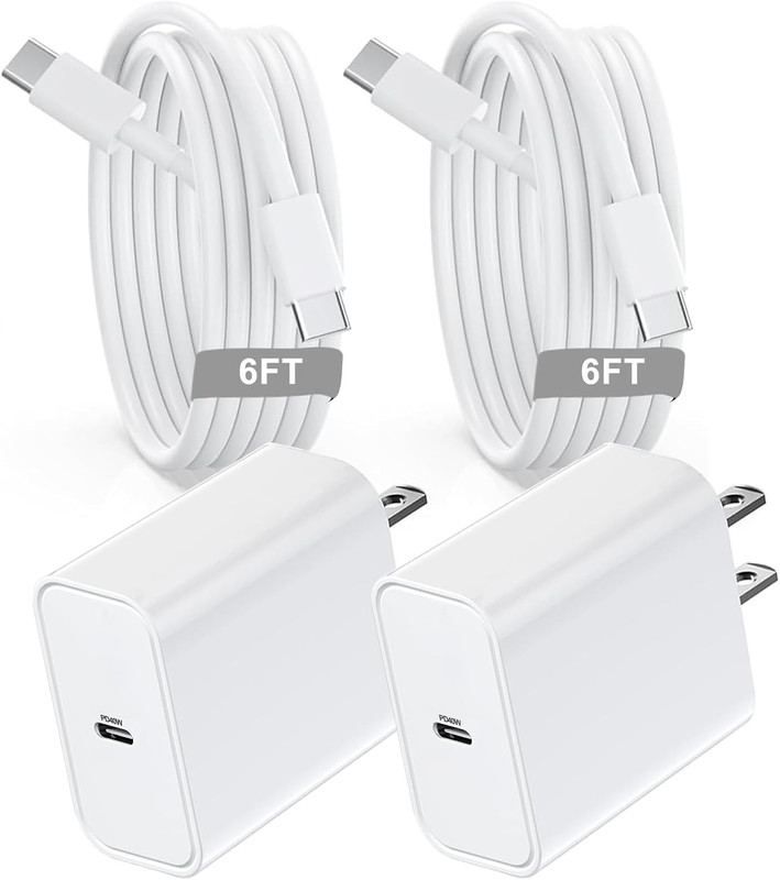 40W USB C Charger for Apple Iphone 17/16/15, 2Pack 6FT USB C to C Cord Cable&Iph