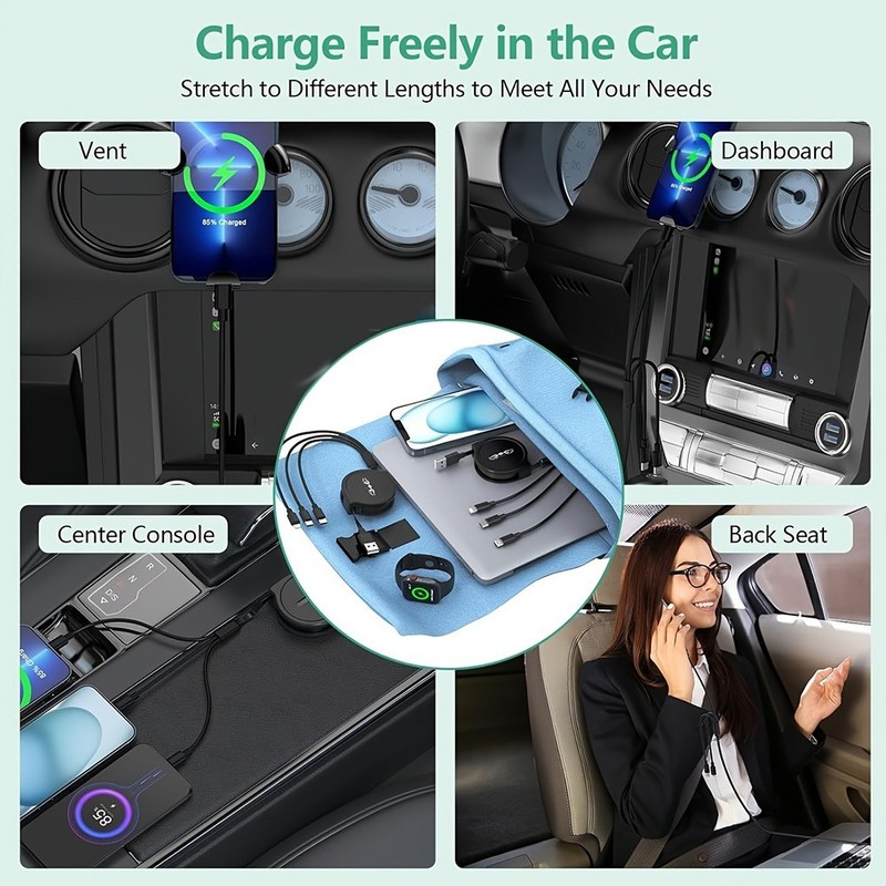 Lightweight Maneuverable 3-in-1 Retractable USB to Type-C Charging Cable Adapter gallery