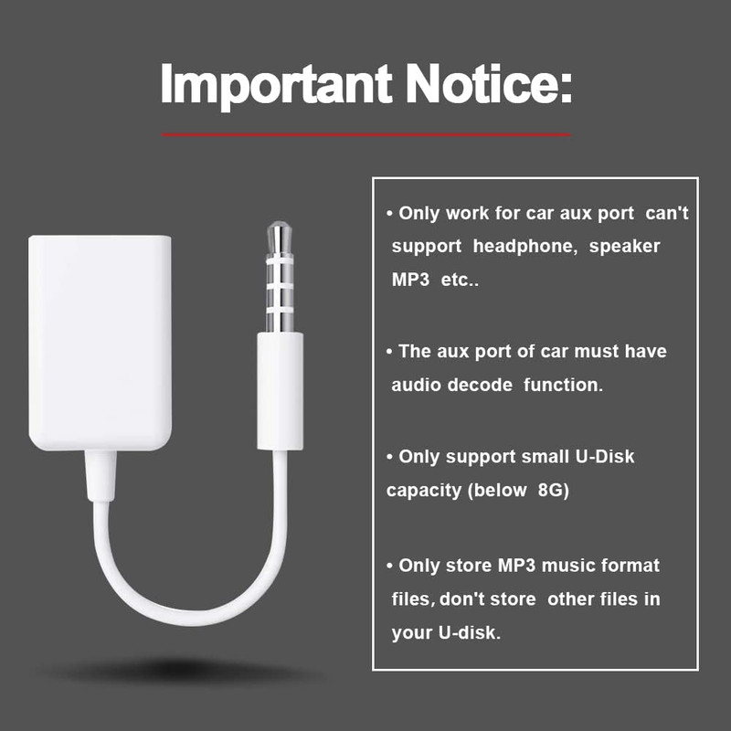 AUX to USB Adapter, 3.5Mm Male Audio Jack to USB 2.0 Female Converter Cable gallery
