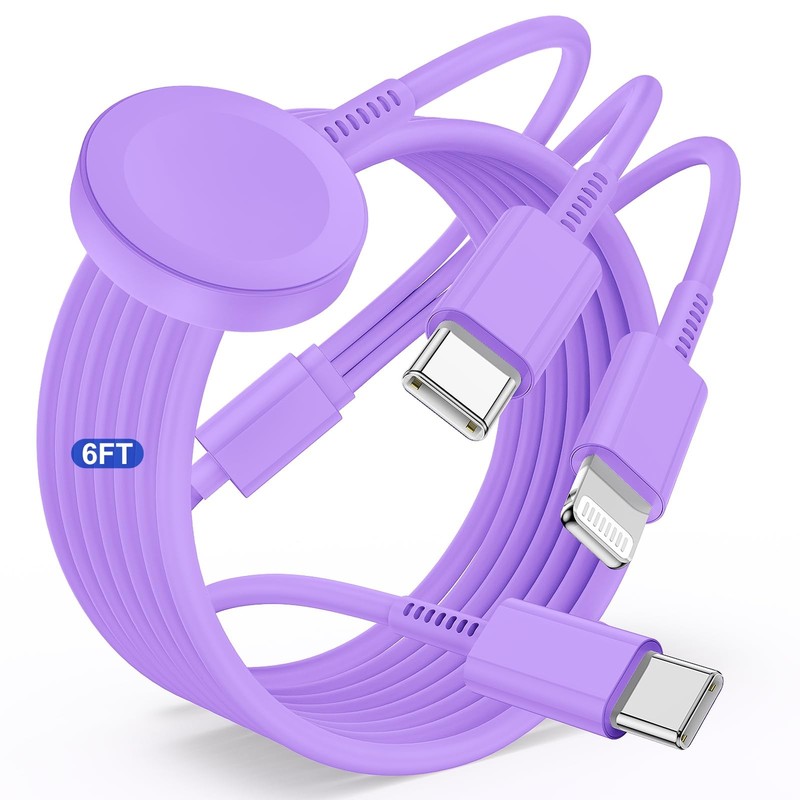 for Apple Watch Charger Fast Charging,3 in 1 Multi Charger USB C Cable,iWatch...