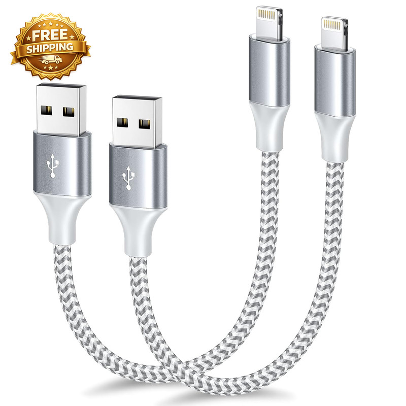 [Apple Mfi Certified] Short Iphone Charger 1Ft 2Pack Usb a to Lightning Cord